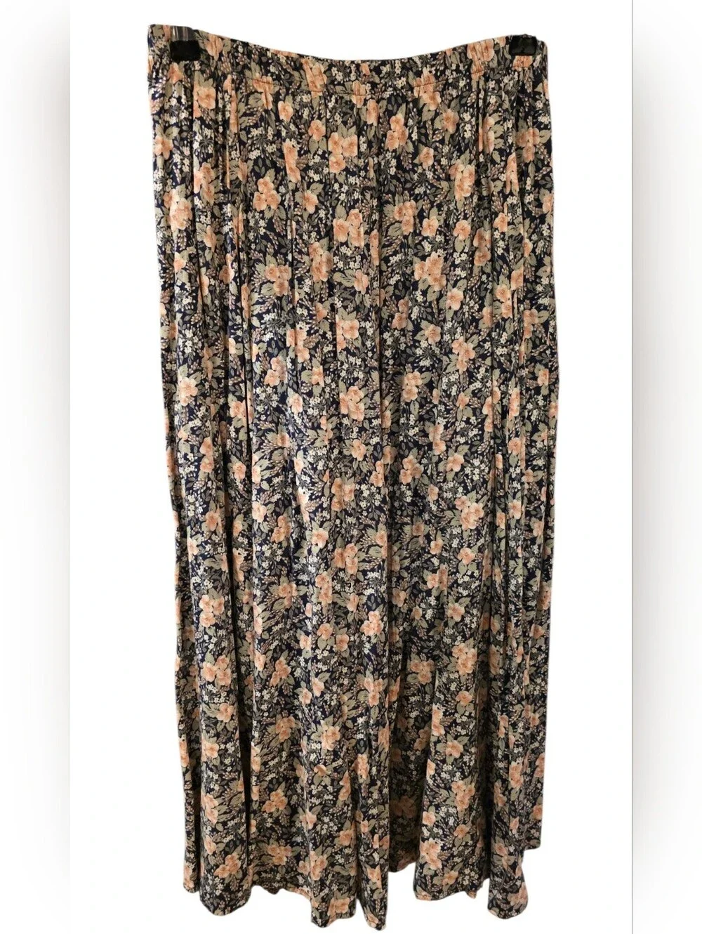 Vintage Clio Vintage Floral Crinkle Broomstick Maxi Skirt Multicolor M